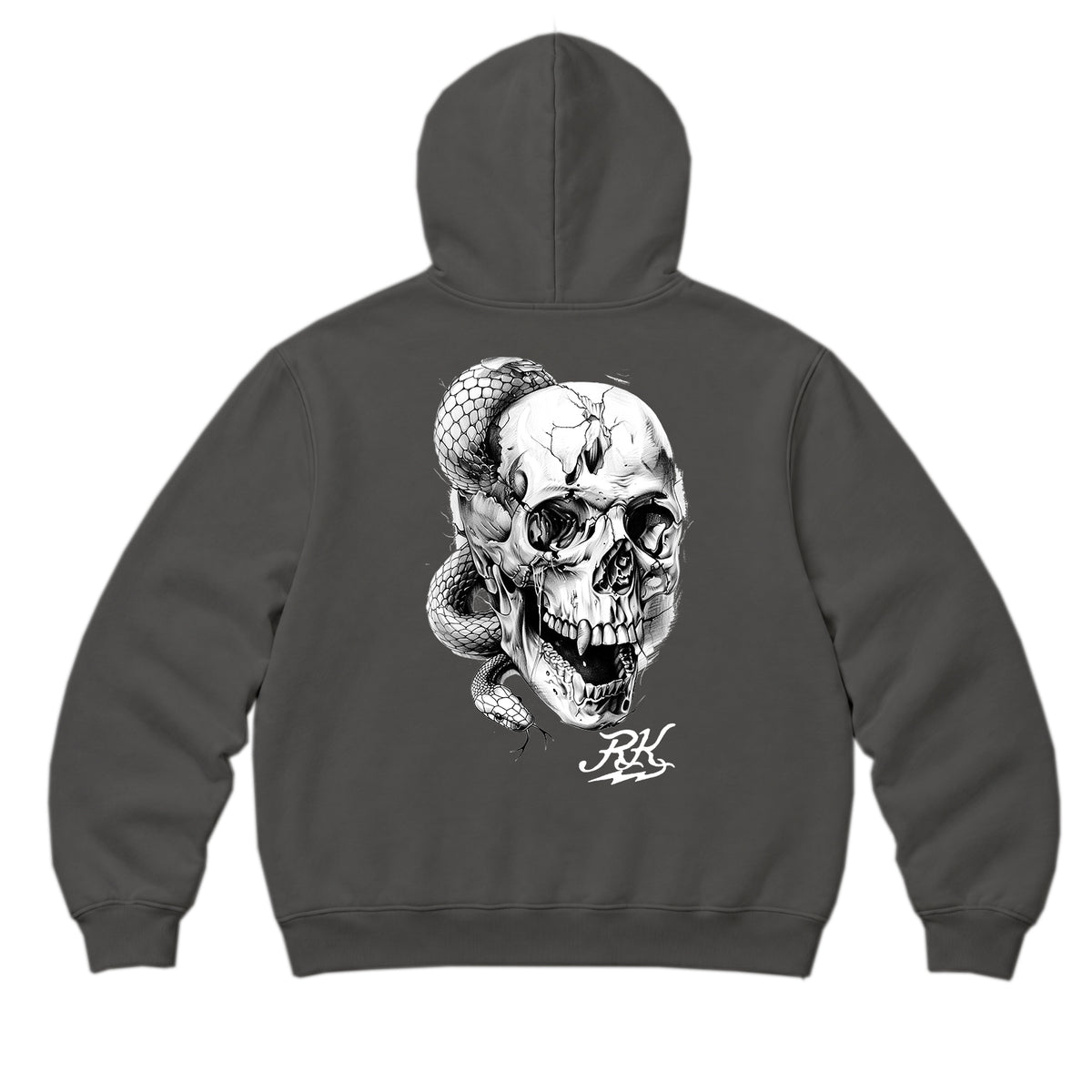 RUM KNUCKLES SKULL SNAKE Zip Hoodie - Charcoal - back