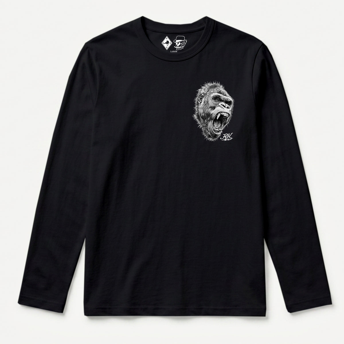 RUM KNUCKLES GORILLA TACTICS Long Sleeve Tee - Black - front
