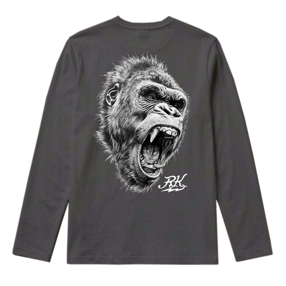 RUM KNUCKLES GORILLA TACTICS Long Sleeve Tee - Charcoal - back