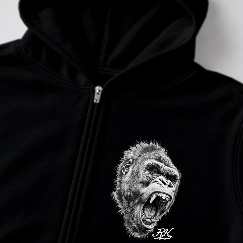 RUM KNUCKLES GORILLA TACTICS Zip Hoodie - Black - detail