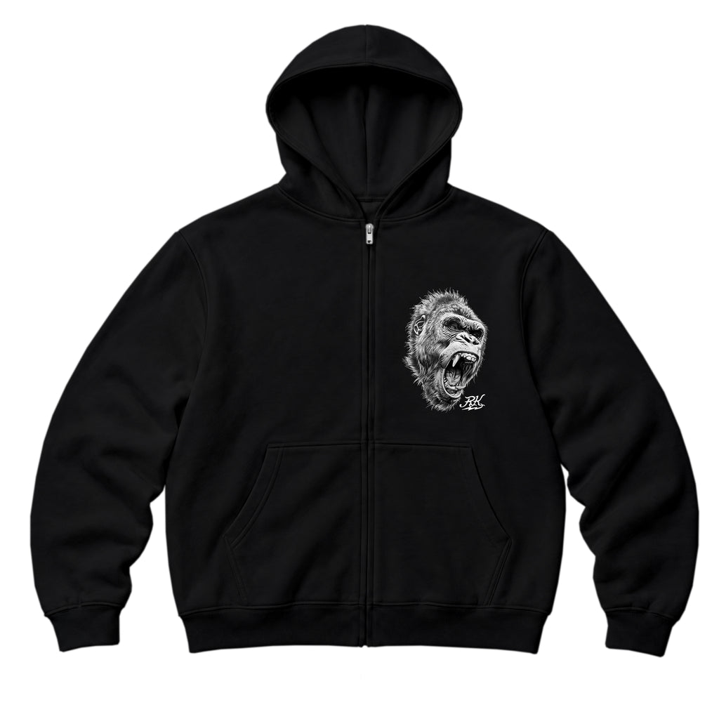 RUM KNUCKLES GORILLA TACTICS Zip Hoodie - Black - front
