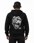 RUM KNUCKLES GORILLA TACTICS Zip Hoodie - Black - model back
