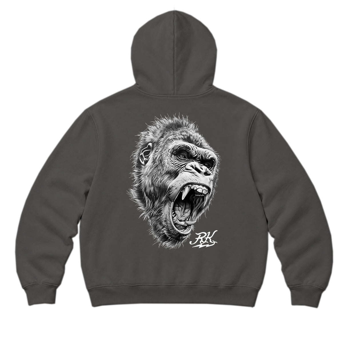 RUM KNUCKLES GORILLA TACTICS Zip Hoodie - Charcoal - back