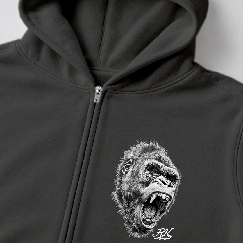 RUM KNUCKLES GORILLA TACTICS Zip Hoodie - Charcoal - detail