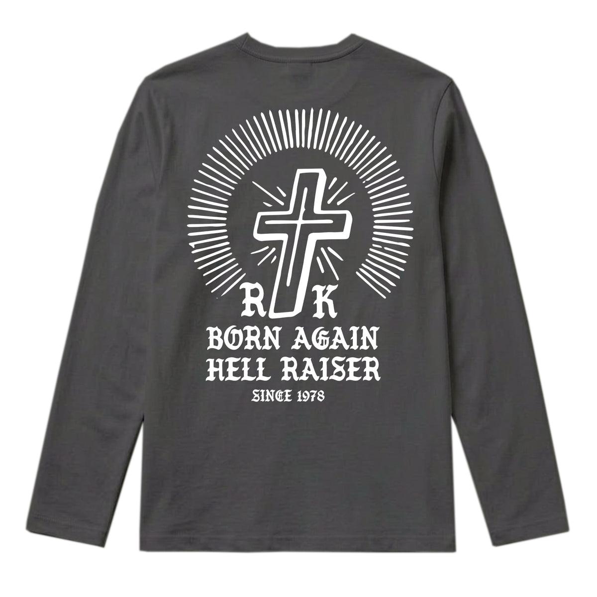 RUM KNUCKLES BORN AGAIN Long Sleeve Tee - Charcoal - back