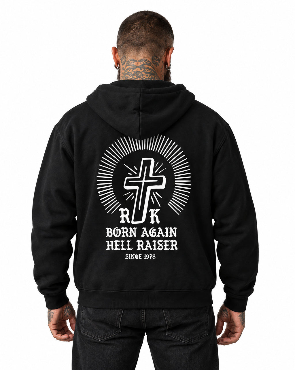 RUM KNUCKLES BORN AGAIN Zip Hoodie - Black - model back