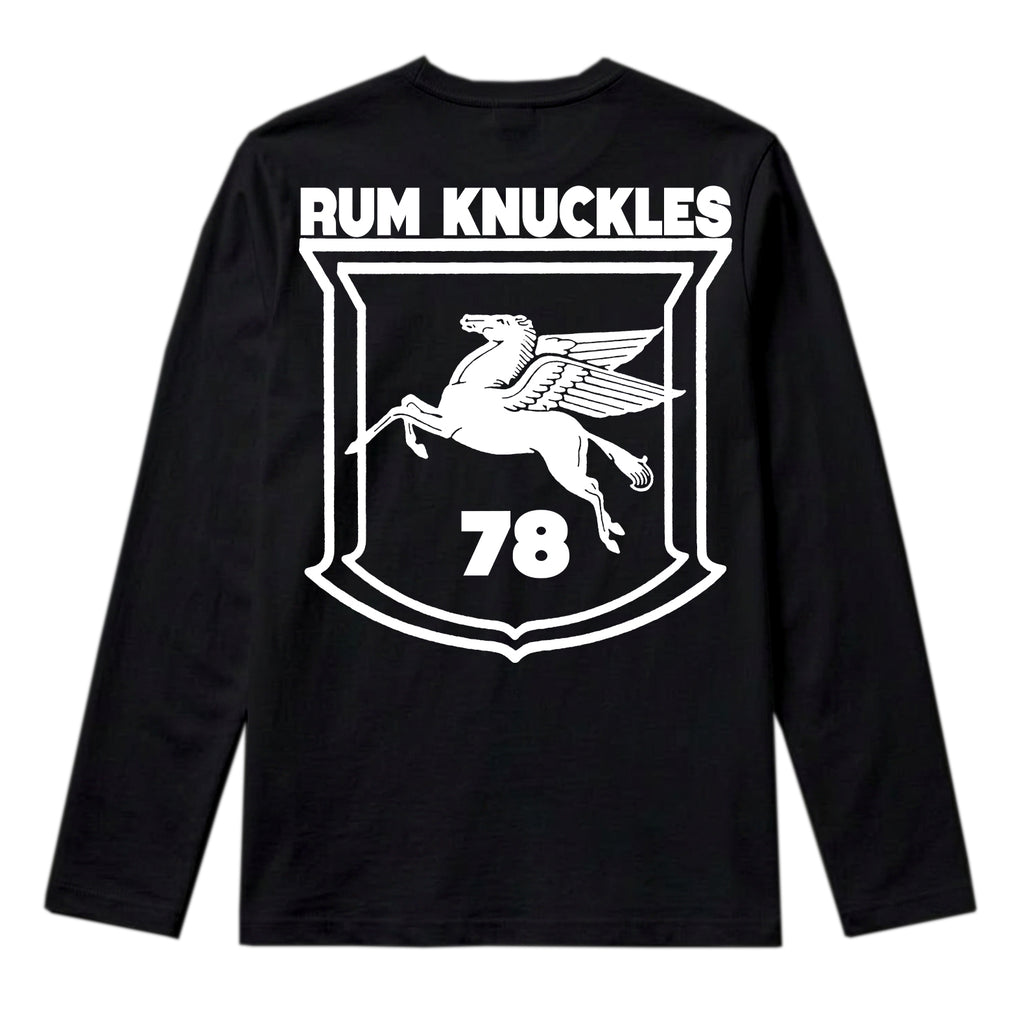 RUM KNUCKLES FLYING HORSE Long Sleeve Tee - Black - back