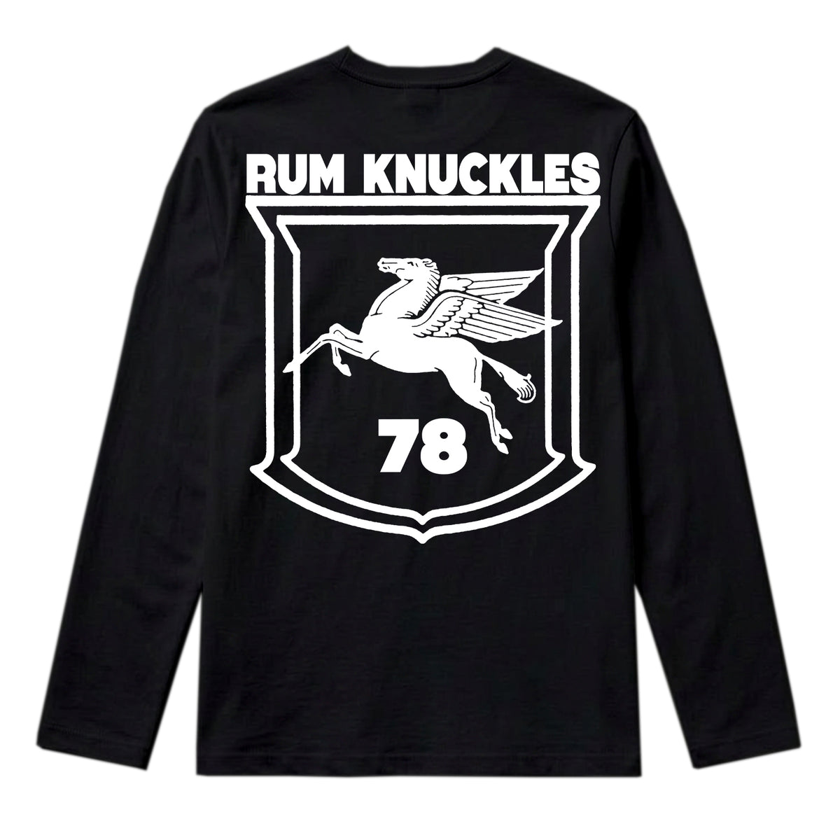 RUM KNUCKLES FLYING HORSE Long Sleeve Tee - Black - back