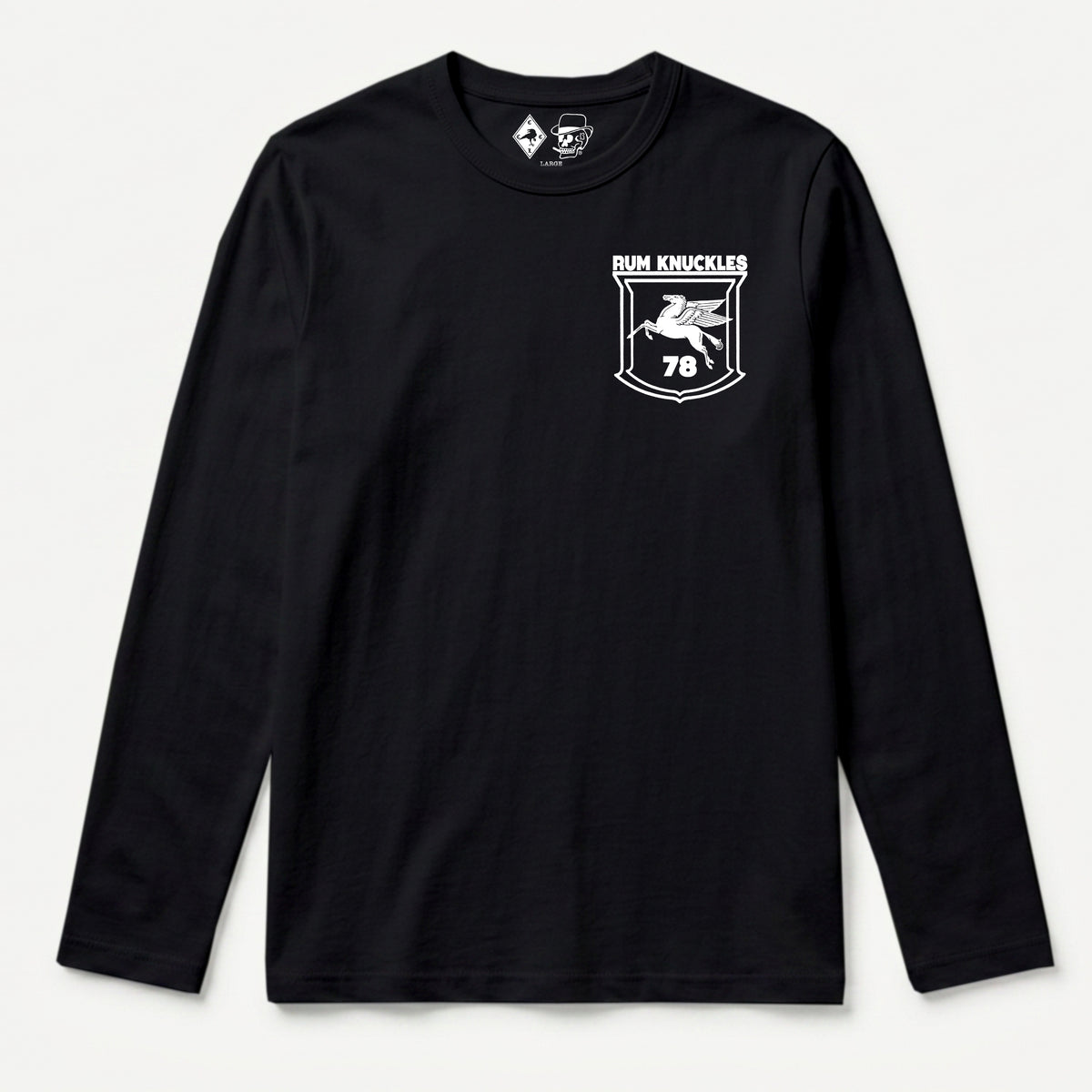RUM KNUCKLES FLYING HORSE Long Sleeve Tee - Black - front