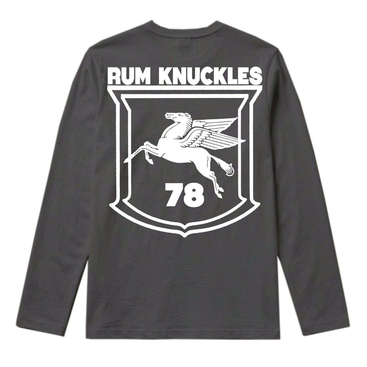 RUM KNUCKLES FLYING HORSE Long Sleeve Tee - Charcoal - back