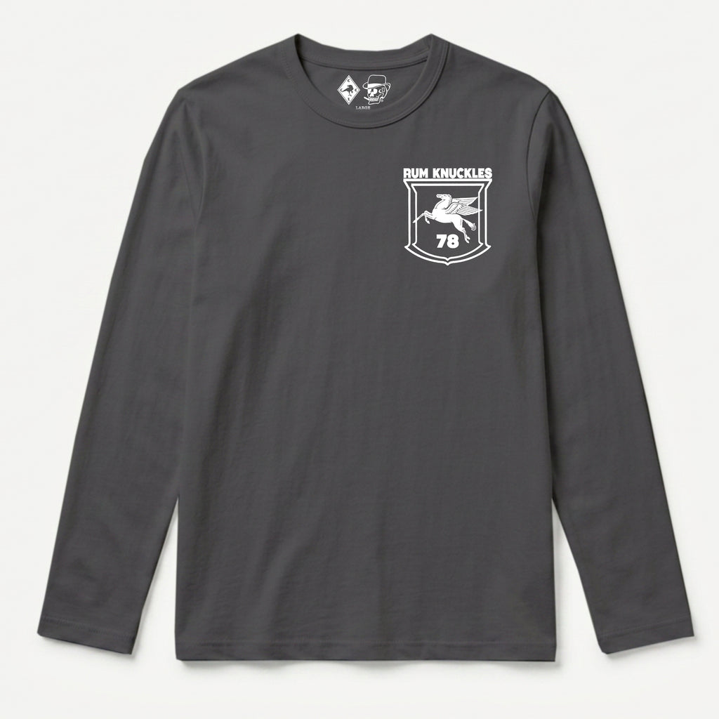 RUM KNUCKLES FLYING HORSE Long Sleeve Tee - Charcoal - front