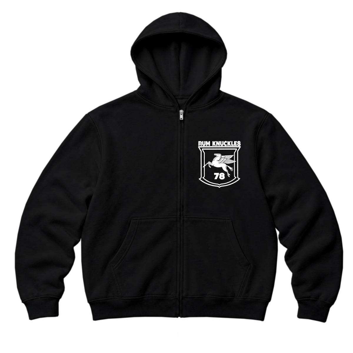 RUM KNUCKLES FLYING HORSE Zip Hoodie - Black - front