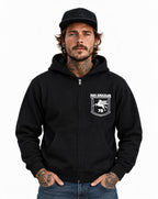 RUM KNUCKLES FLYING HORSE Zip Hoodie - Black - model front