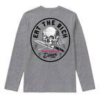 RUM KNUCKLES EAT THE RICH Long Sleeve Tee - Heather Grey - back