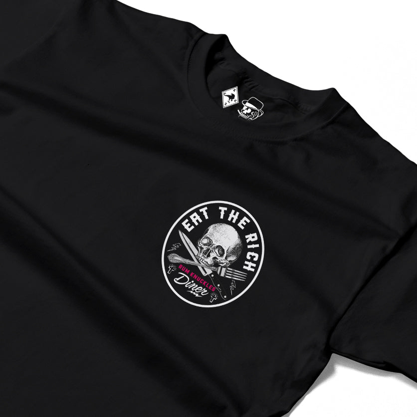 RUM KNUCKLES EAT THE RICH Long Sleeve Tee - Black - detail