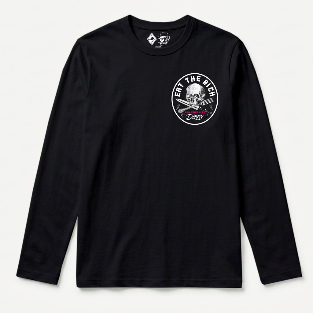 RUM KNUCKLES EAT THE RICH Long Sleeve Tee - Black - front