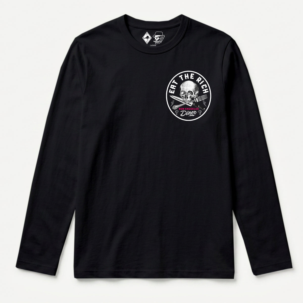 RUM KNUCKLES EAT THE RICH Long Sleeve Tee - Black - front