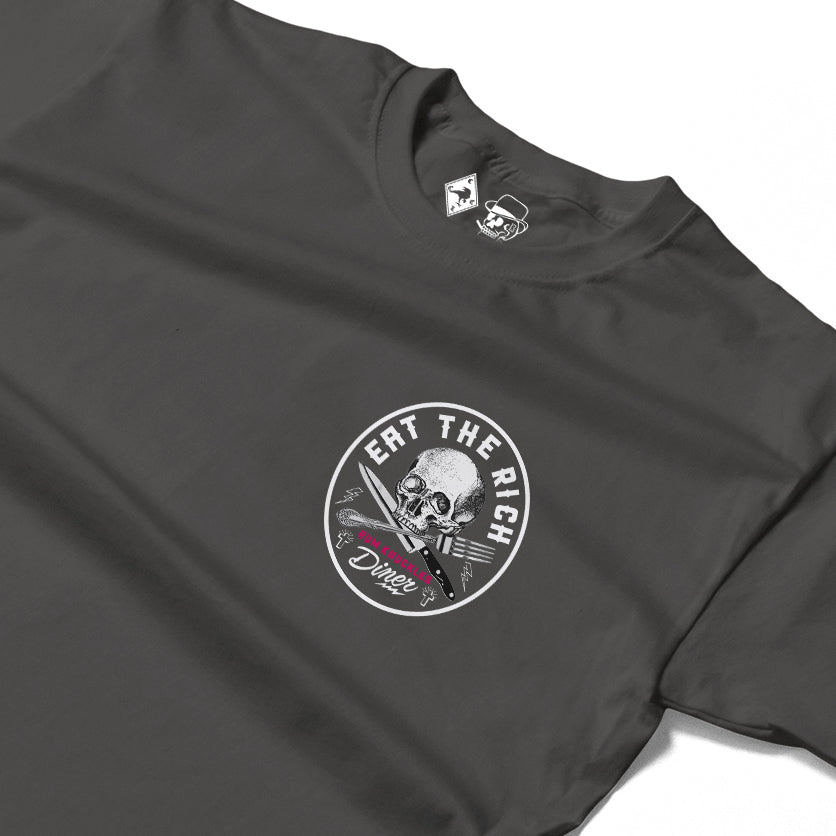 RUM KNUCKLES EAT THE RICH Long Sleeve Tee - Charcoal - detail
