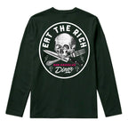 RUM KNUCKLES EAT THE RICH Long Sleeve Tee - Forest Green - back