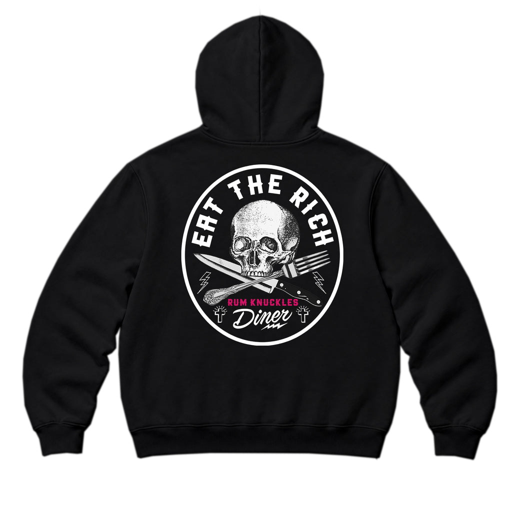 RUM KNUCKLES EAT THE RICH Zip Hoodie - Black - back