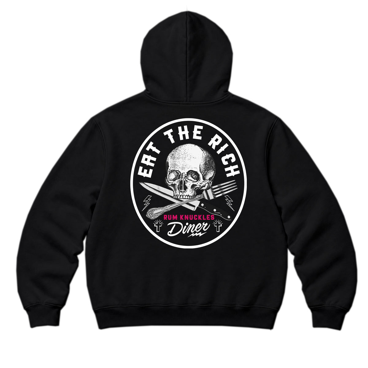RUM KNUCKLES EAT THE RICH Zip Hoodie - Black - back
