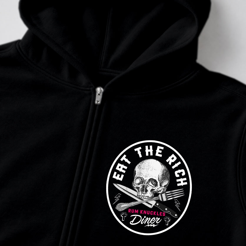 RUM KNUCKLES EAT THE RICH Zip Hoodie - Black - detail