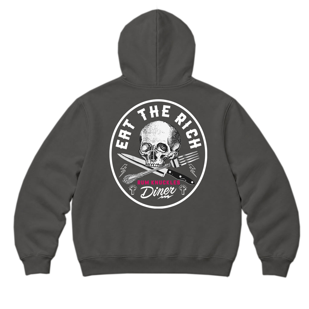 RUM KNUCKLES EAT THE RICH Zip Hoodie - Charcoal - back