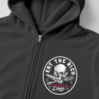 RUM KNUCKLES EAT THE RICH Zip Hoodie - Charcoal - detail