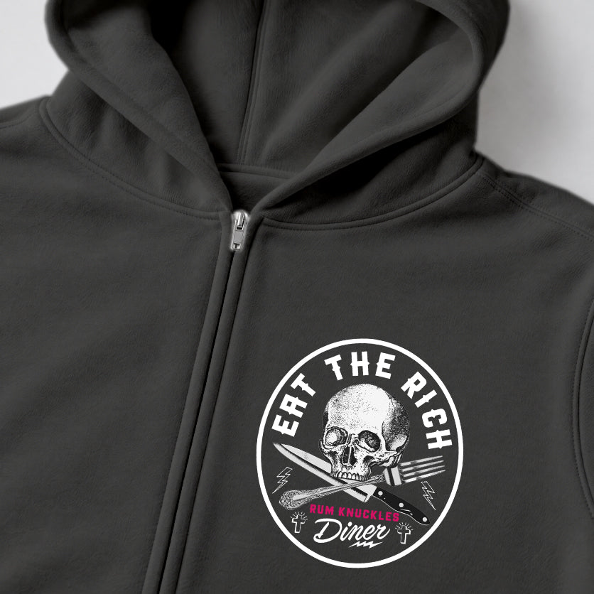 RUM KNUCKLES EAT THE RICH Zip Hoodie - Charcoal - detail