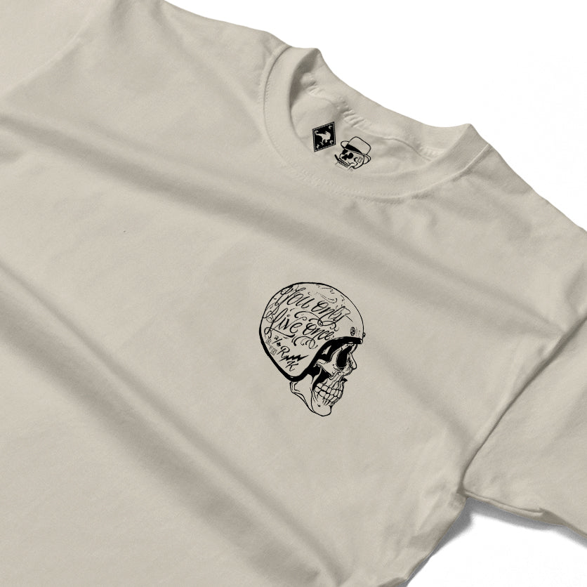 RUM KNUCKLES LIVE ONCE Long Sleeve Tee - Ecru - detail