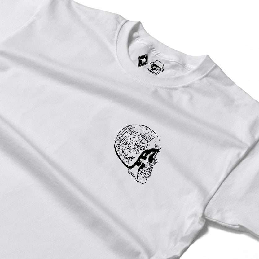 RUM KNUCKLES LIVE ONCE Long Sleeve Tee - White - detail