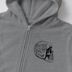 RUM KNUCKLES LIVE ONCE Zip Hoodie - Heather Grey - detail