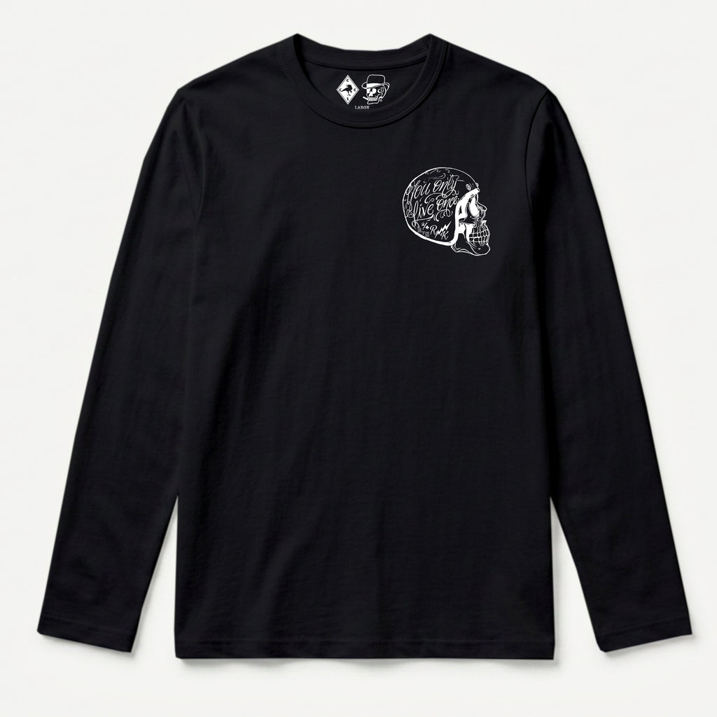 RUM KNUCKLES LIVE ONCE Long Sleeve Tee - Black - front