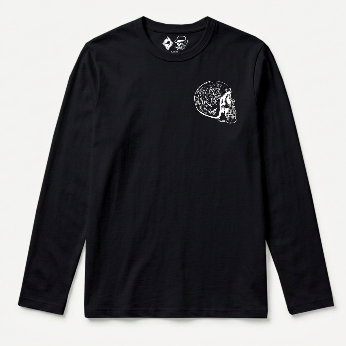 RUM KNUCKLES LIVE ONCE Long Sleeve Tee - Black - front
