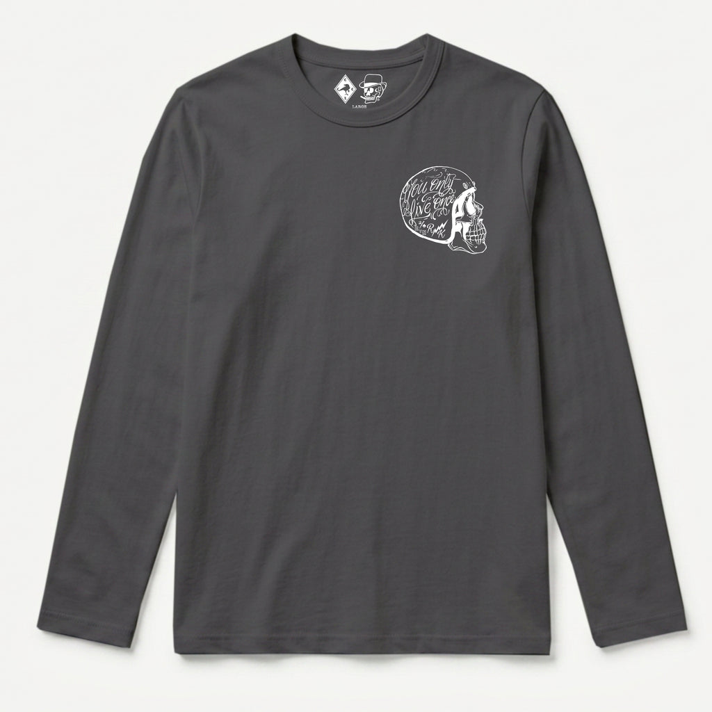 RUM KNUCKLES LIVE ONCE Long Sleeve Tee - Charcoal - front