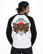 RUM KNUCKLES BUTTERFLY TIGER Baseball Tee - White/Black - model back