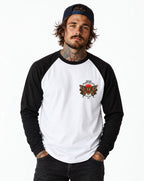 RUM KNUCKLES BUTTERFLY TIGER Baseball Tee - White/Black - model front