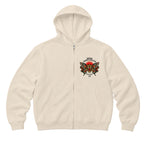 RUM KNUCKLES BUTTERFLY TIGER Zip Hoodie - Ecru - front