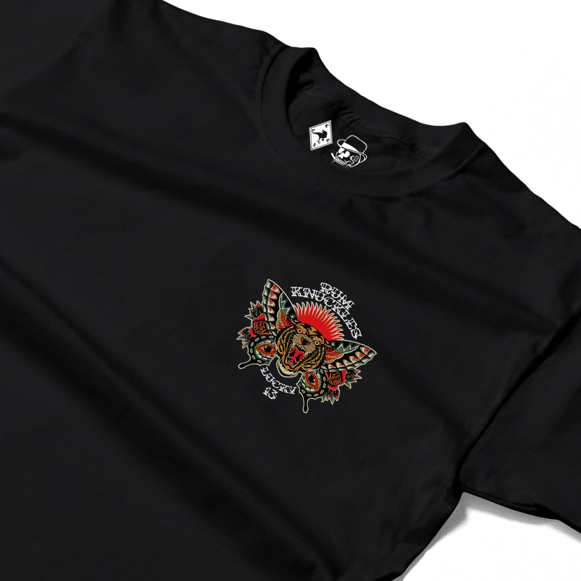RUM KNUCKLES BUTTERFLY TIGER Long Sleeve Tee - Black - detail