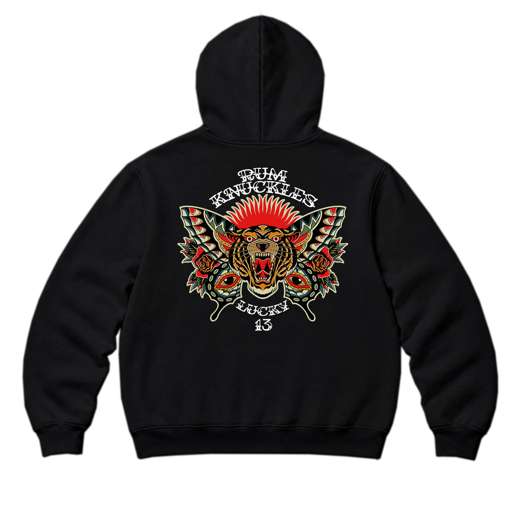 RUM KNUCKLES BUTTERFLY TIGER Zip Hoodie - Black - back