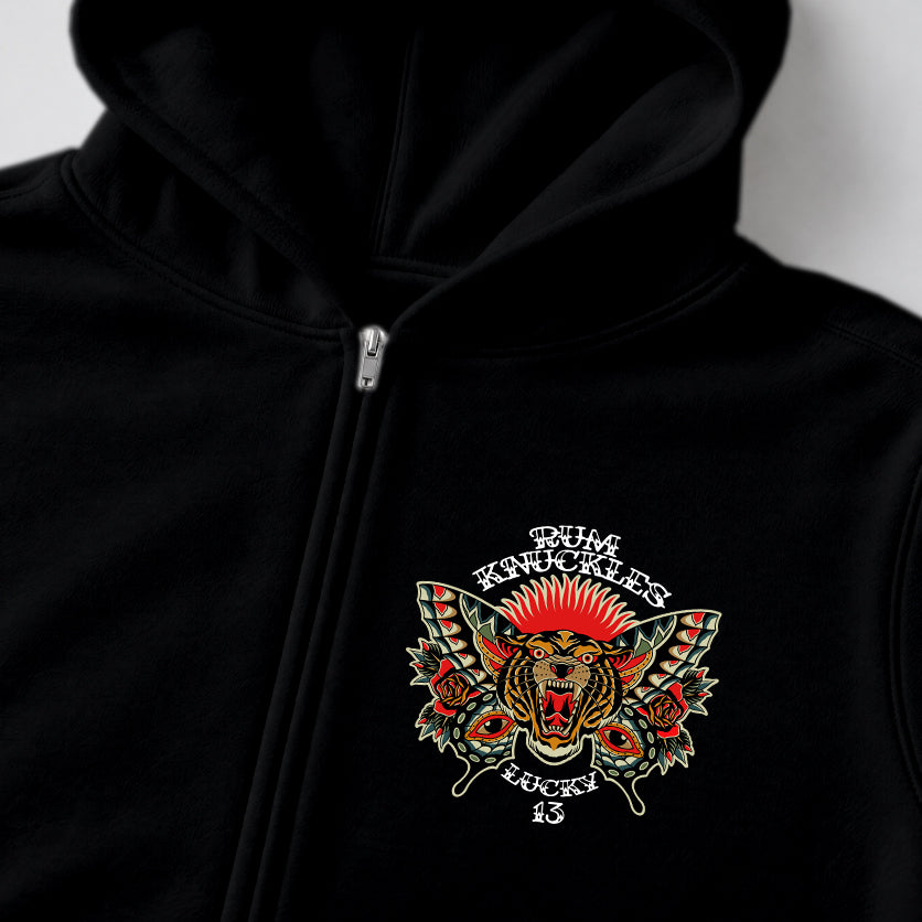 RUM KNUCKLES BUTTERFLY TIGER Zip Hoodie - Black - detail