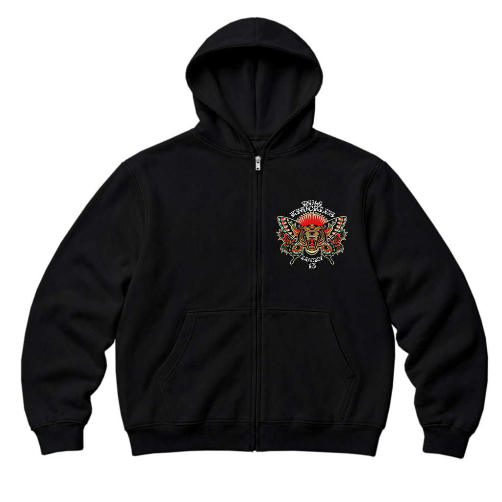 RUM KNUCKLES BUTTERFLY TIGER Zip Hoodie - Black - front