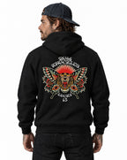 RUM KNUCKLES BUTTERFLY TIGER Zip Hoodie - Black - model back