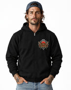 RUM KNUCKLES BUTTERFLY TIGER Zip Hoodie - Black - model front