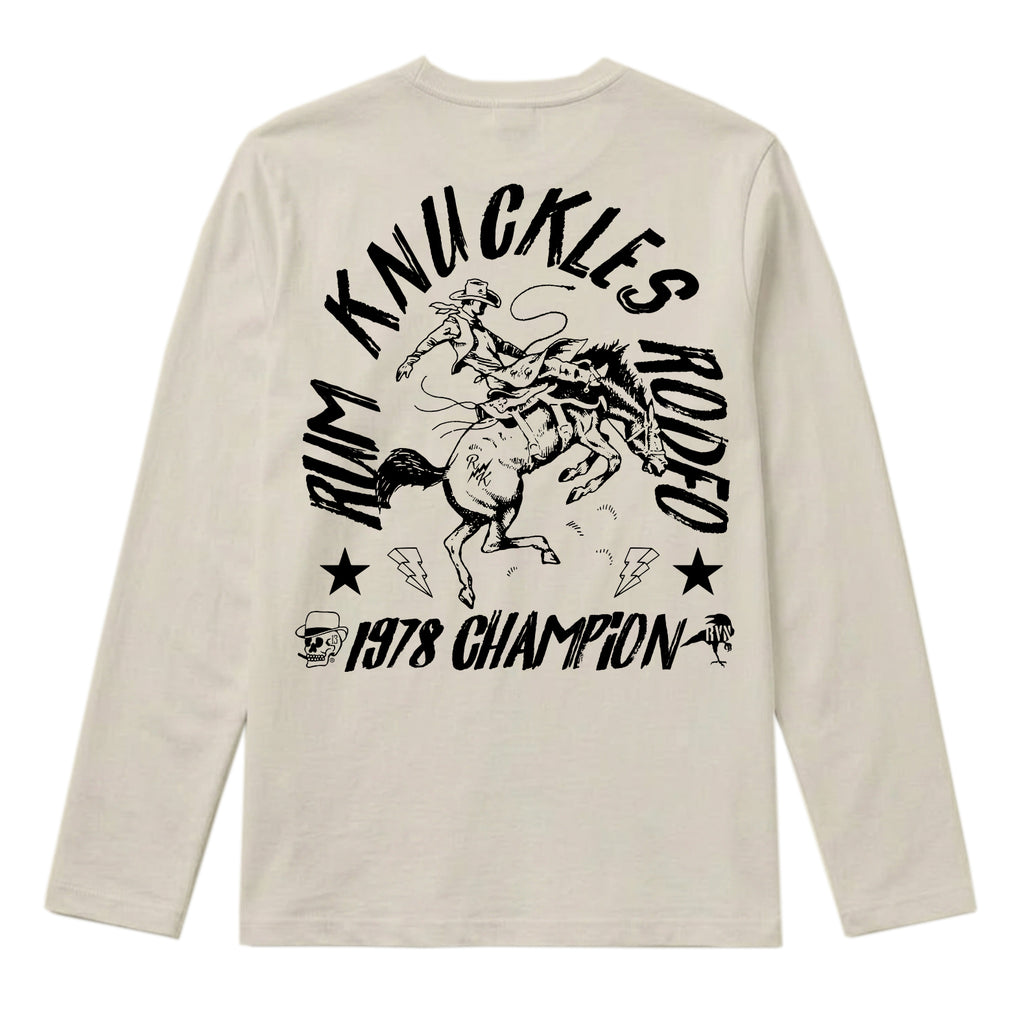 RUM KNUCKLES RK RODEO Long Sleeve Tee - Ecru - back