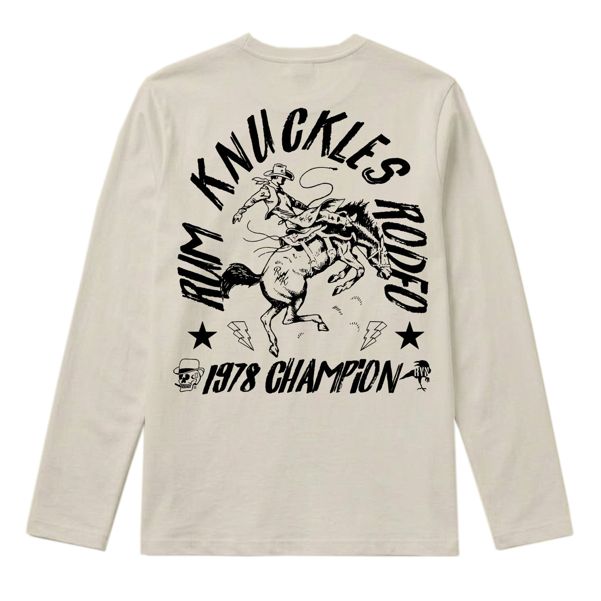 RUM KNUCKLES RK RODEO Long Sleeve Tee - Ecru - back