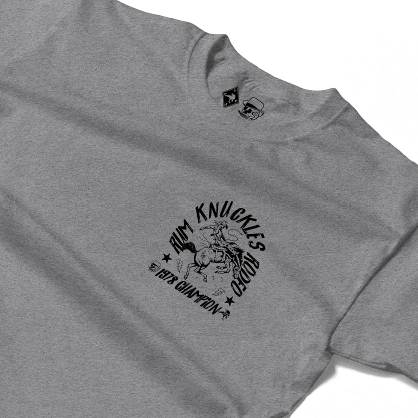 RUM KNUCKLES RK RODEO Long Sleeve Tee - Heather Grey - detail