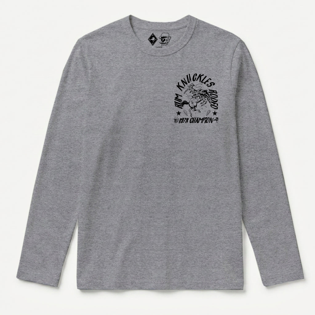 RUM KNUCKLES RK RODEO Long Sleeve Tee - Heather Grey - front