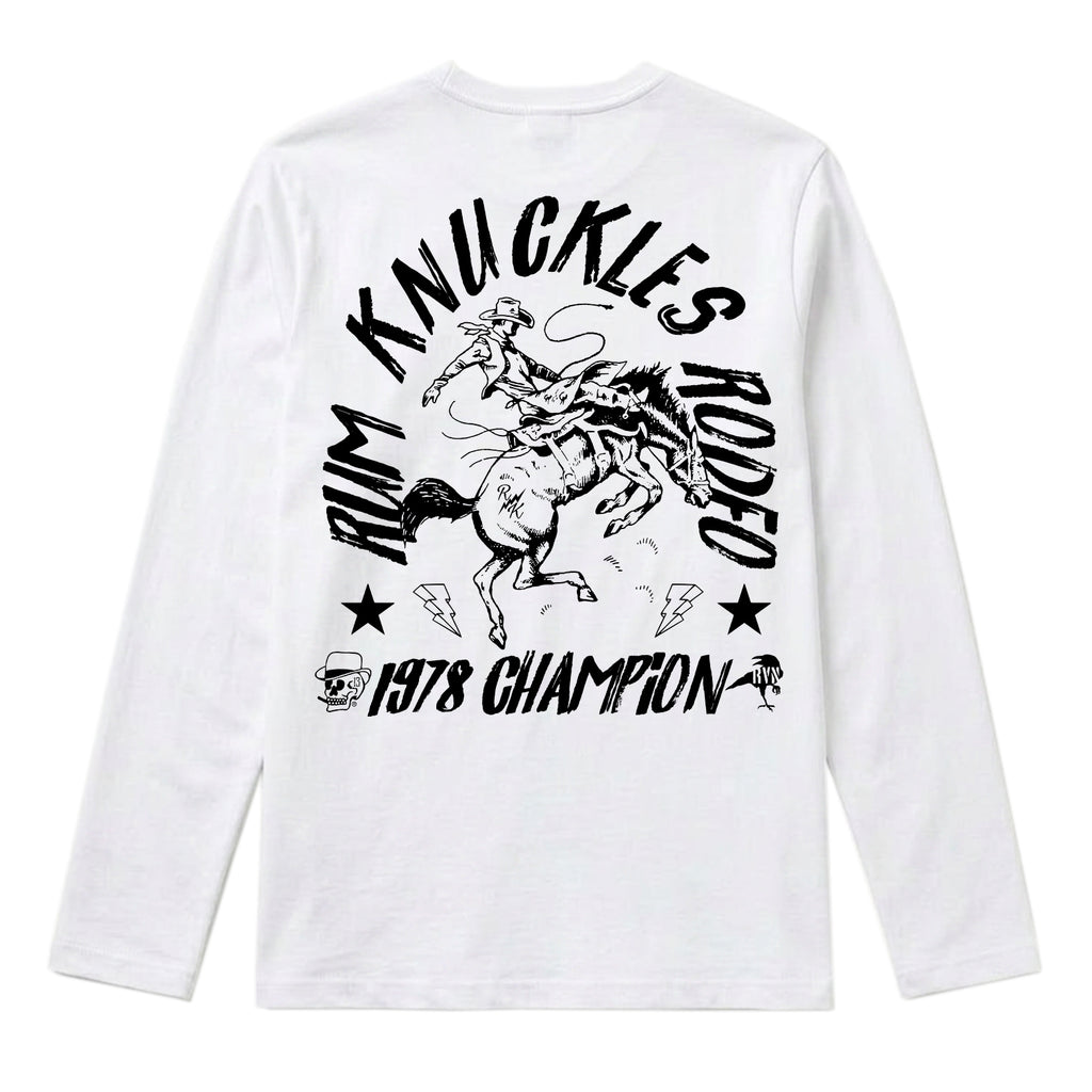 RUM KNUCKLES RK RODEO Long Sleeve Tee - White - back