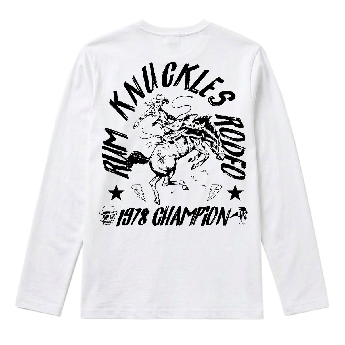 RUM KNUCKLES RK RODEO Long Sleeve Tee - White - back